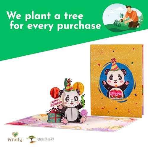 Paper Love – wholesale Birthday card – Birthday Panda Frndly Pop Up Card - 8"x6"4