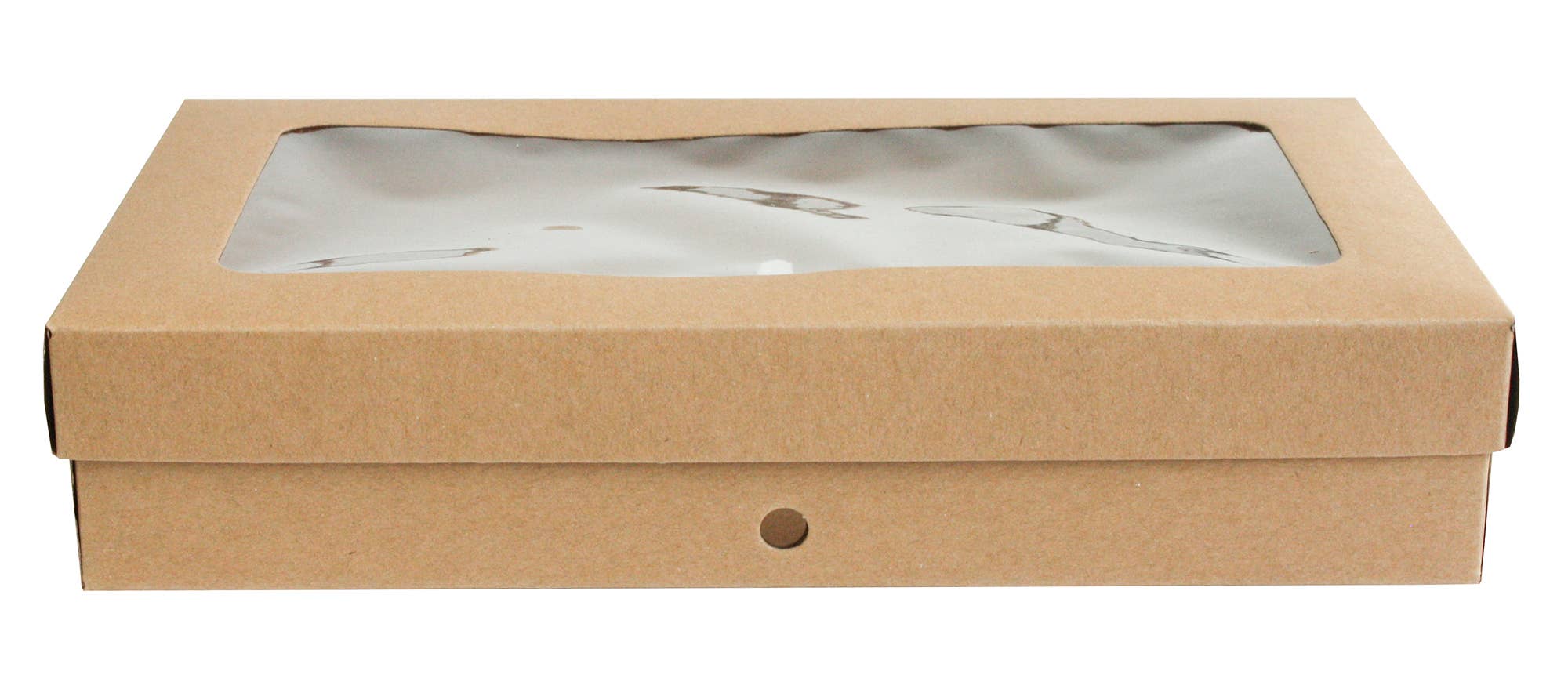 Pack of 12 Rectangle White and Brown Kraft Gift Box, Clear Lid & Satin  Ribbon