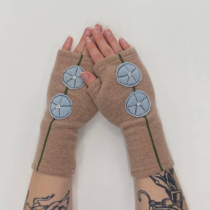 Fingerless Cashmere Gloves-Morning Glory for wholesale by Sardine Clothing Co.