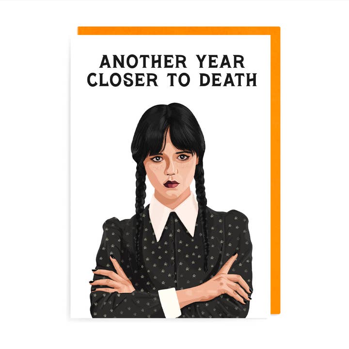 Carte d'anniversaire Wednesday Addams pour la vente par URGHH Card Co.