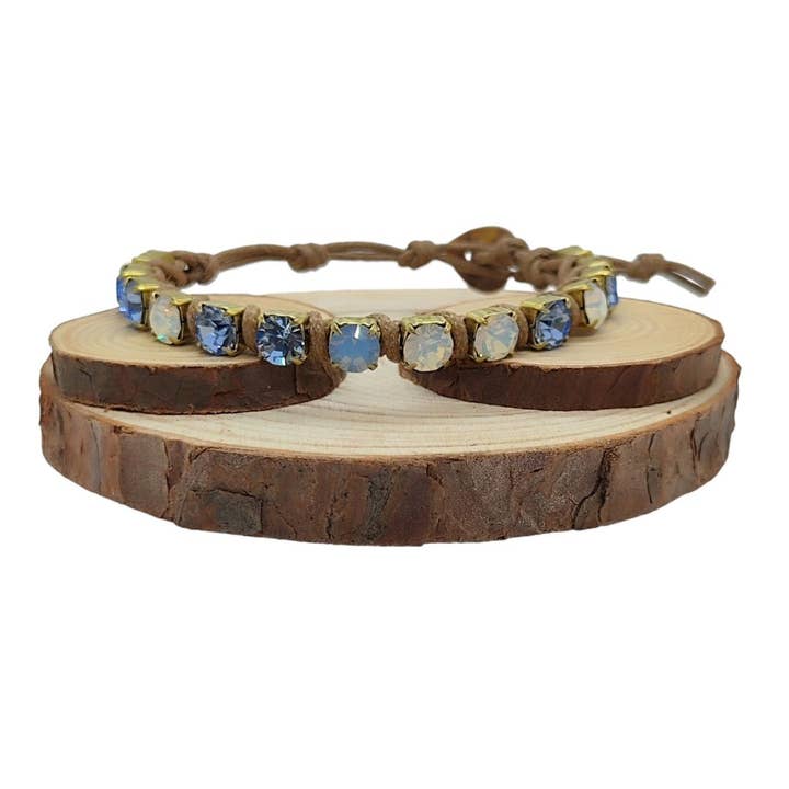 Bracelets à chaîne en cristal, grands, saphir multicolore pour la vente par QUÉ MÁS JEWELS