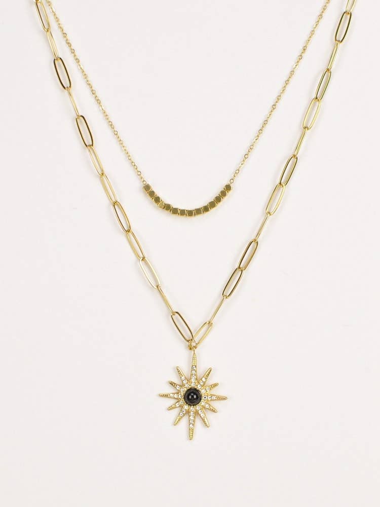 Victoria Moda - Wholesale Pendant/Charm Necklace - North Star Double Chain Stainless Steel Necklace0