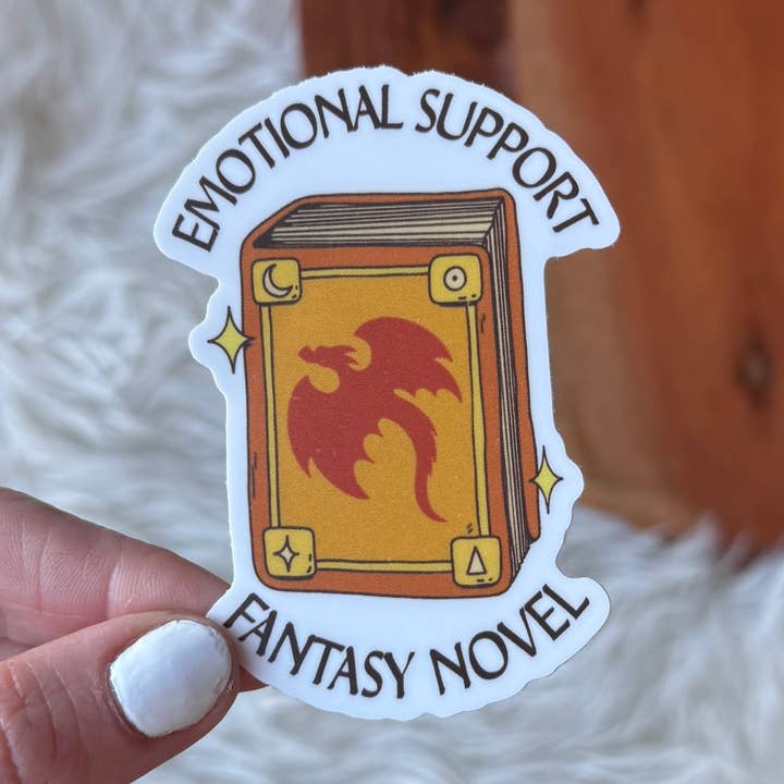 "Emotional support fantasy novel" Book Sticker for wholesale by Big Moods