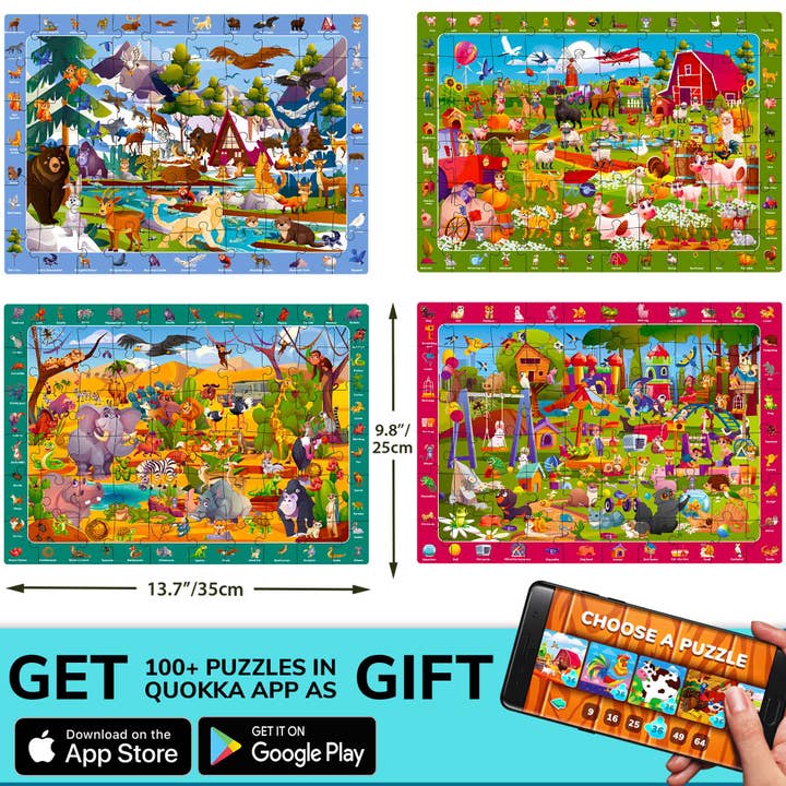QUOKKA - Wholesale Puzzle - Kids - Search & Find Puzzles for Kids 60 pieces | set of 44