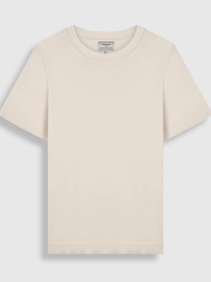 Grimaldi Håndsyet T-shirt i Silke-Linned for engroshandel hos Guens & Co Paris