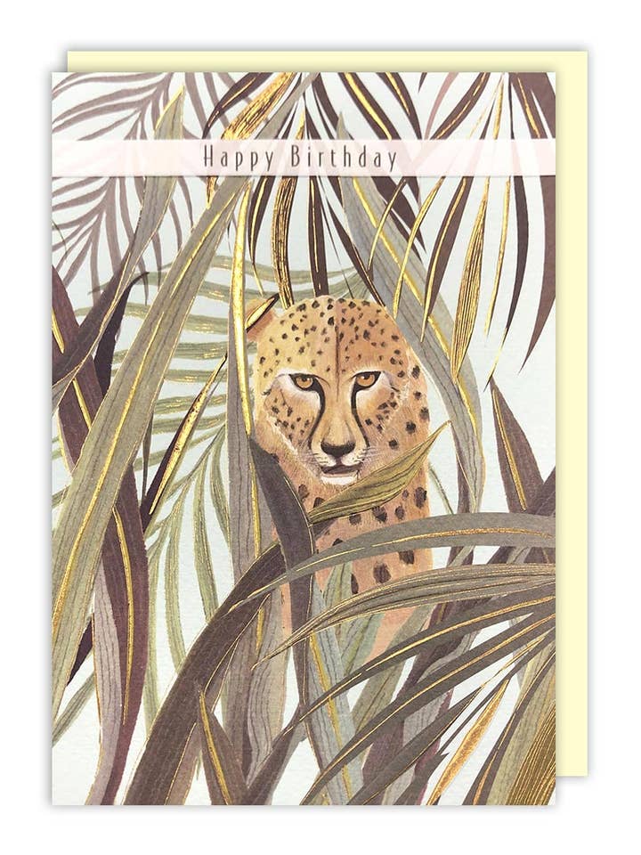 Cheetah Birthday Card for wholesale by Notes & Queries, Inc.