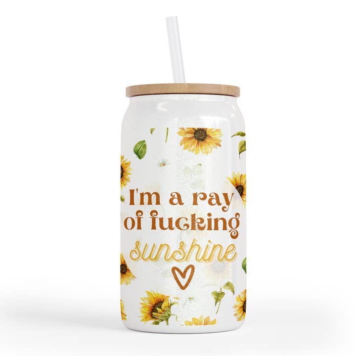 I'm A Ray of Sunshine 16 Oz Shimmer Glass Jar for wholesale by tcbco