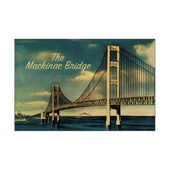 Tarjeta postal de lino de The Mackinac Bridge para venta al por mayor de City Bird