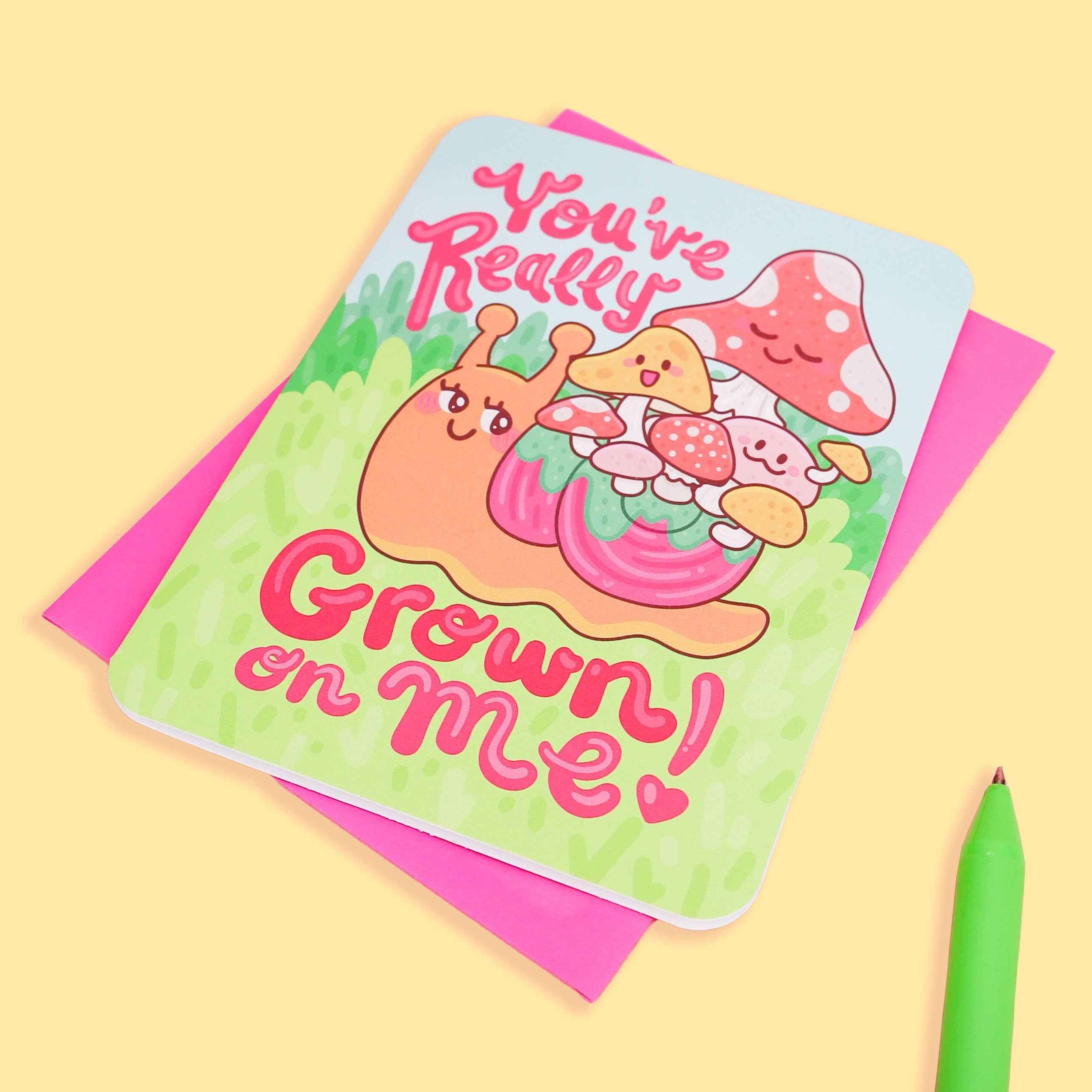 Turtle's Soup – wholesale Valentine's Day card – Grown On Me Snail Mushroom Card Valentine's Greeting Card1
