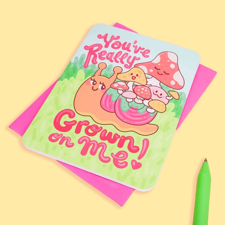 Turtle's Soup – wholesale Valentine's Day card – Grown On Me Snail Mushroom Card Valentine's Greeting Card1