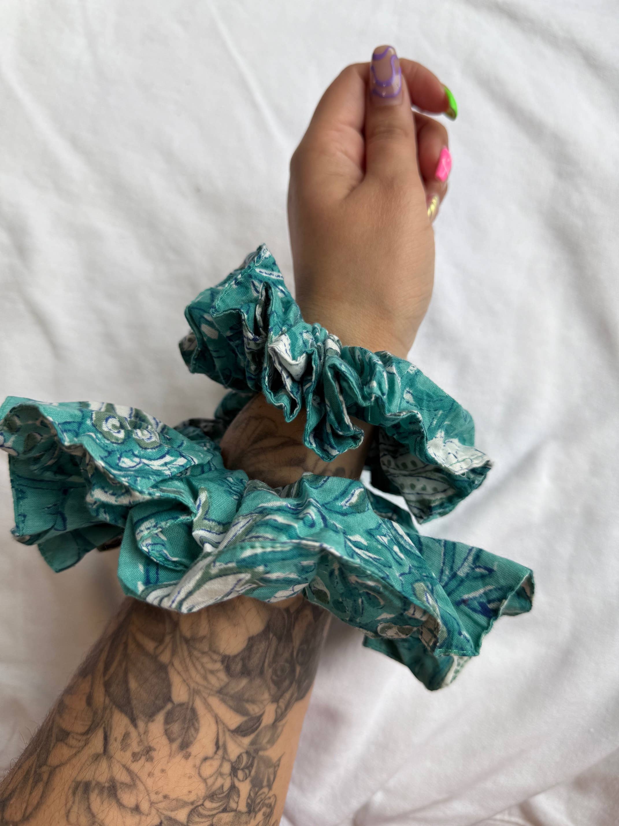 Desi design and chai - Wholesale Scrunchie - Women's - Zero Waste blockprinted & Handmade fabric Medium Scrunchies1