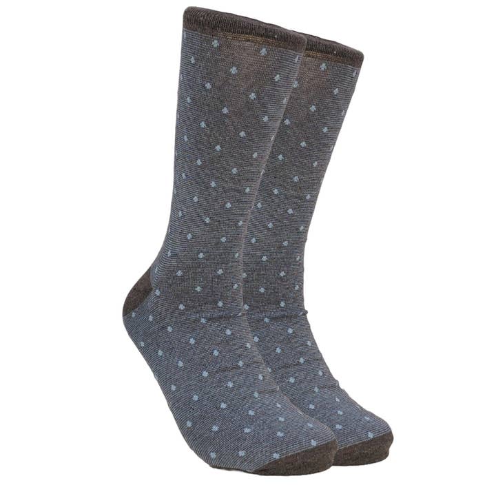 Blue Gray Polka Dot Jacquard Socks (Adult Large - Men's Shoe Sizes 8-12) for wholesale by Sock Panda