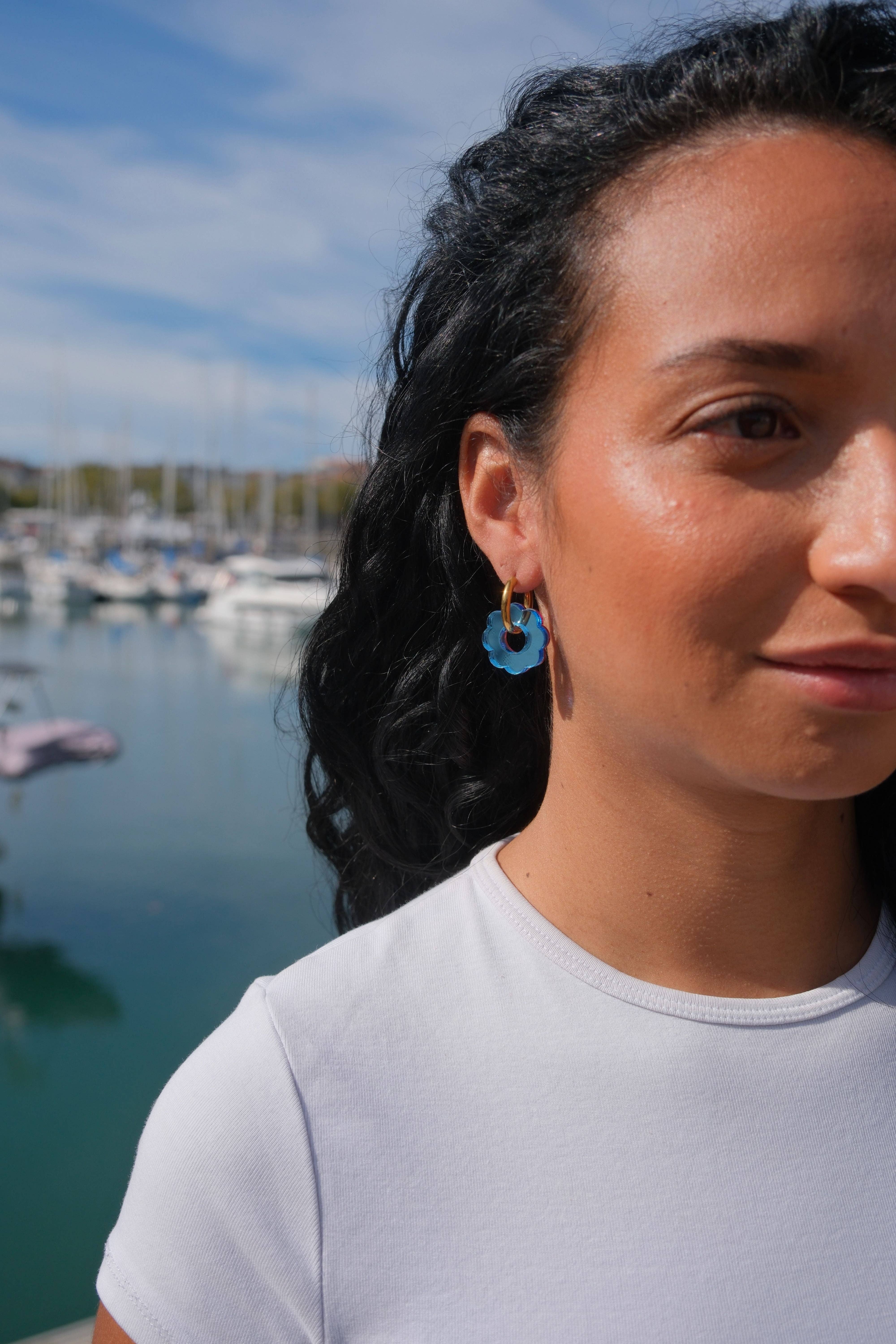 Studio Annette - Wholesale Hoop Earrings - Reversible Mirror Flower Hoop Earrings1