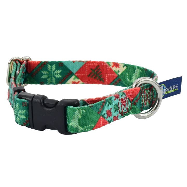 5/8″ EarthStyle Christmas Patchwork Dog Collar for wholesale by 2 Hounds Design