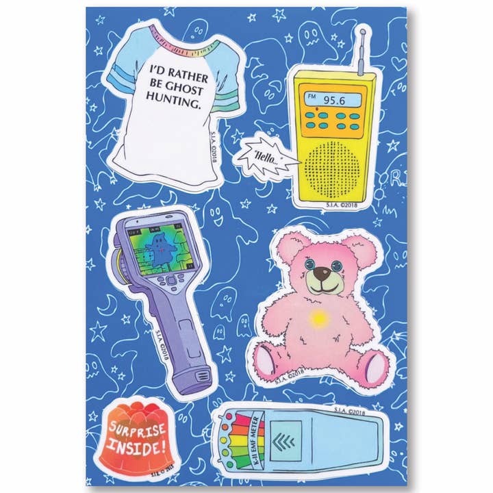 Ghost Hunter & Paranormal Weatherproof Vinyl Sticker Sheet for wholesale by Surprise Inside Art