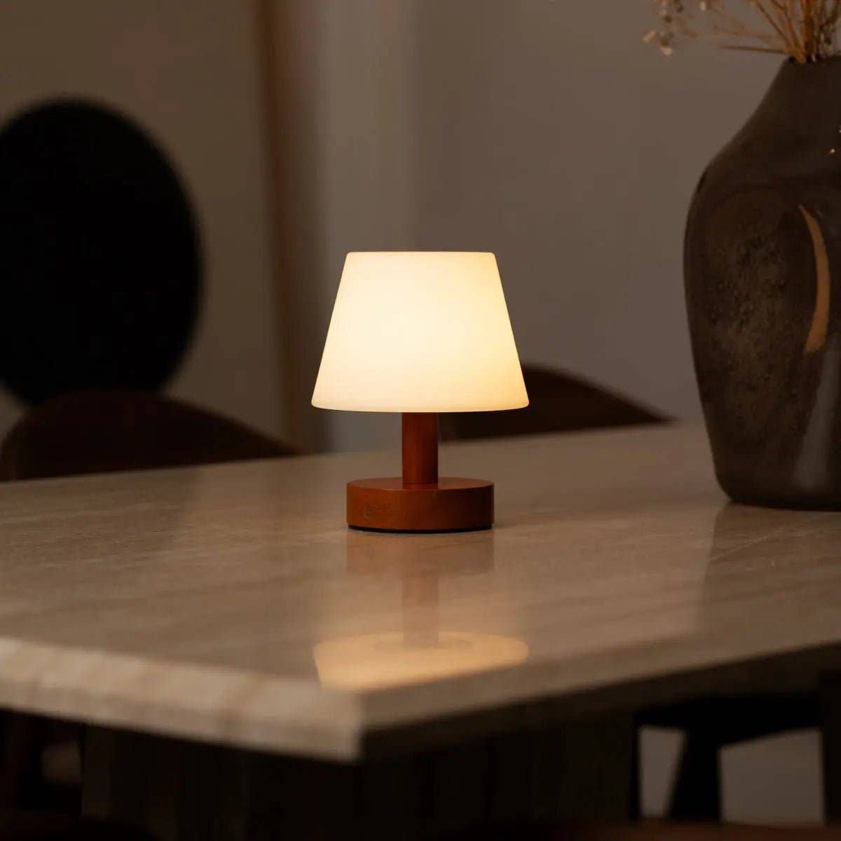 Tavellio - Wholesale Accent/Desk Lamp - Teddy Chestnut Brown Wooden Rechargeable Table Lamp | Dimmable, Cordless & 3 Light Modes8