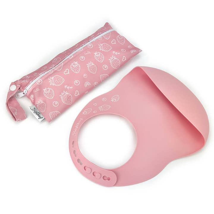 Baby Silicone Bib with Waterproof Bag for wholesale by Brightberry