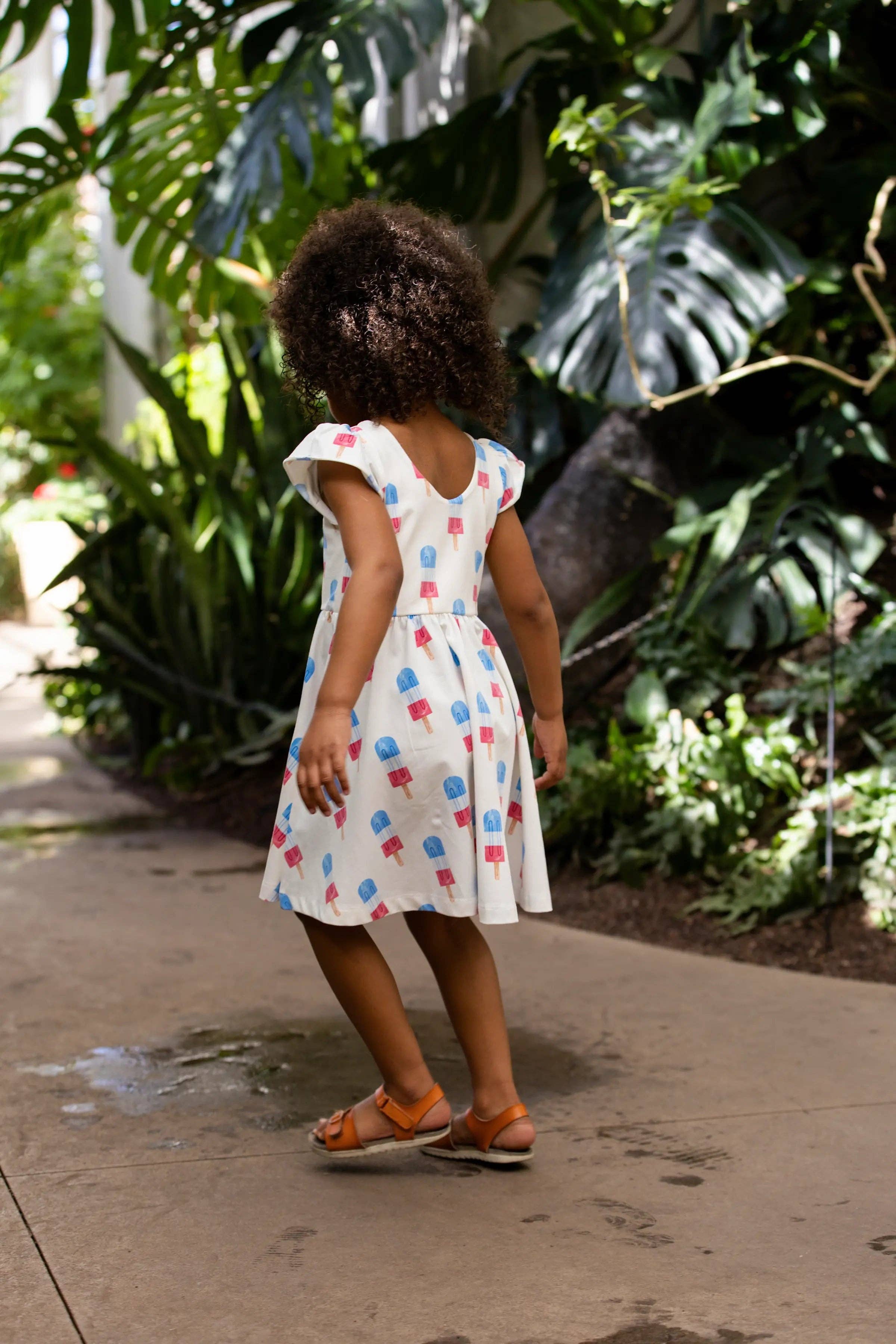 Monica + Andy - Wholesale Dress - Kids - 4th of July Short Sleeve Let's Dance Dress_Americana Ice Pops3