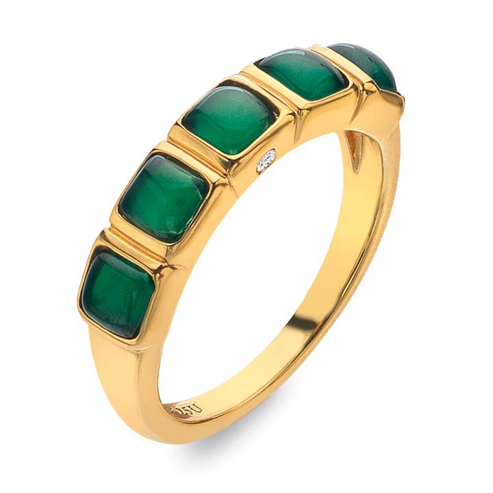 Bague carrée HDXGEM - Agate verte pour la vente par Hot Diamonds