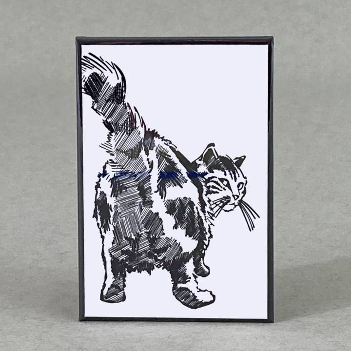 Rx Letterpress - Wholesale Magnet - Smirking Cat Drawing | Cat Butt | Funny Cat Lover Magnet0