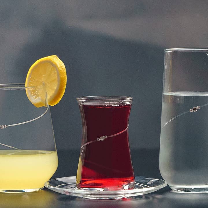 benjashop - Vendita all'ingrosso Servizi da tè - Set da tè turco Elegance, bicchiere da tè e set di piatti (set di 6)5