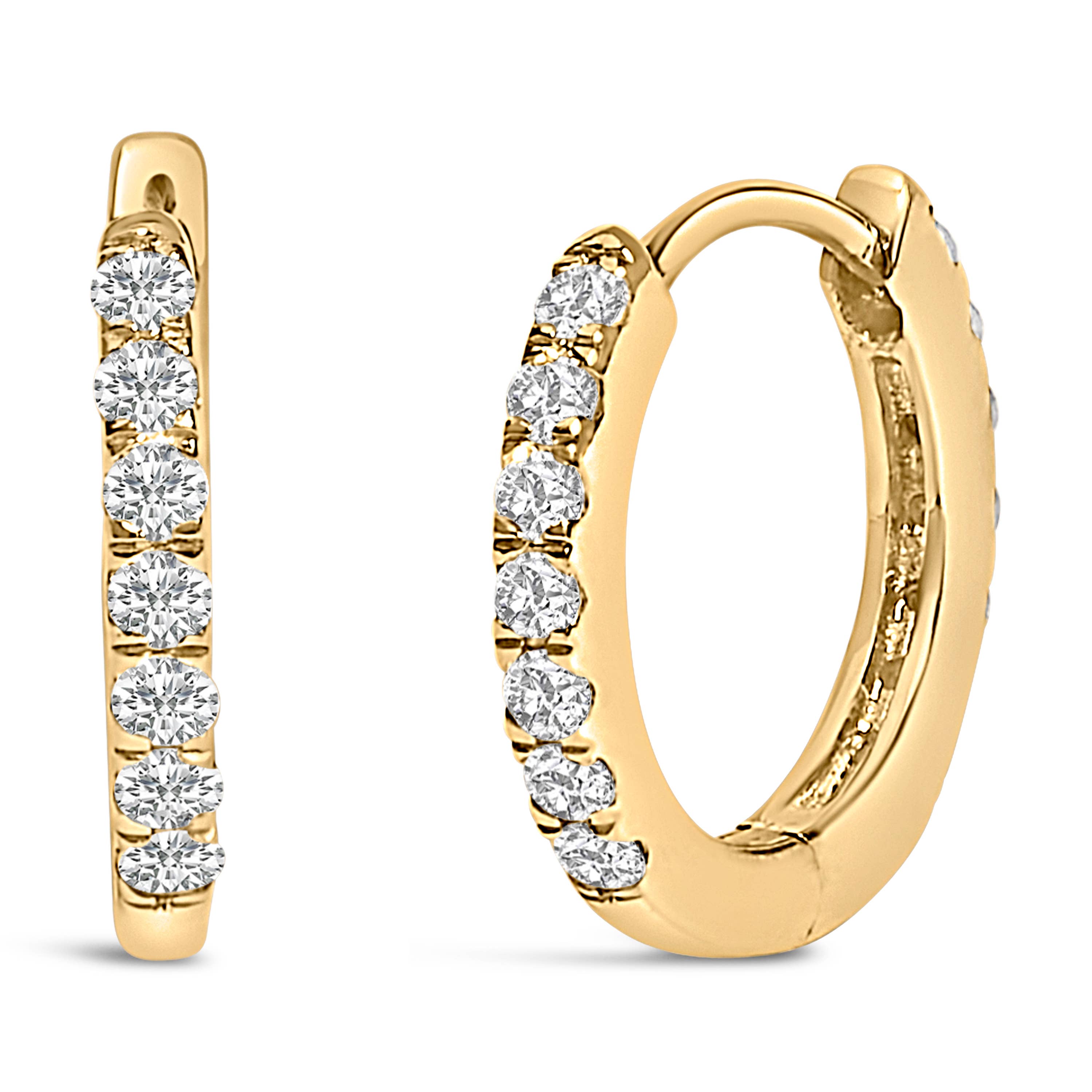 Infinite Jewels - Wholesale Hoop Earrings - 10K Gold 1/4 Cttw Diamond Double Sided Huggie Hoop Earrings11