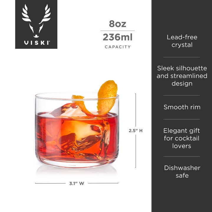Viski - Wholesale Cocktail/Liquor Glass - Rayeâ„¢ Crystal Negroni Glasses - Set of 4