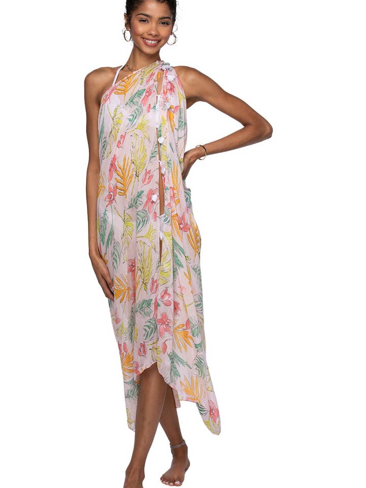 Free Spirit Multi Wear Coverup Vest in Colorful Spring Print for wholesale by Subtle Luxury