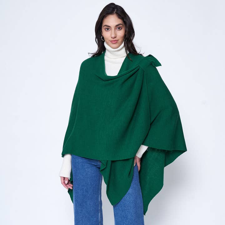 Fashion City - Wholesale Poncho - Women's - Solid Ruana with Shoulder Strap
