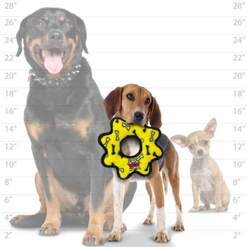 Tuffy Dog Toys - VIP Products - Wholesale Pet Squeaky Toy - Dog - Tuffy Jr Gear Ring - Yellow Bone, Durable, Squeaky Dog Toy4