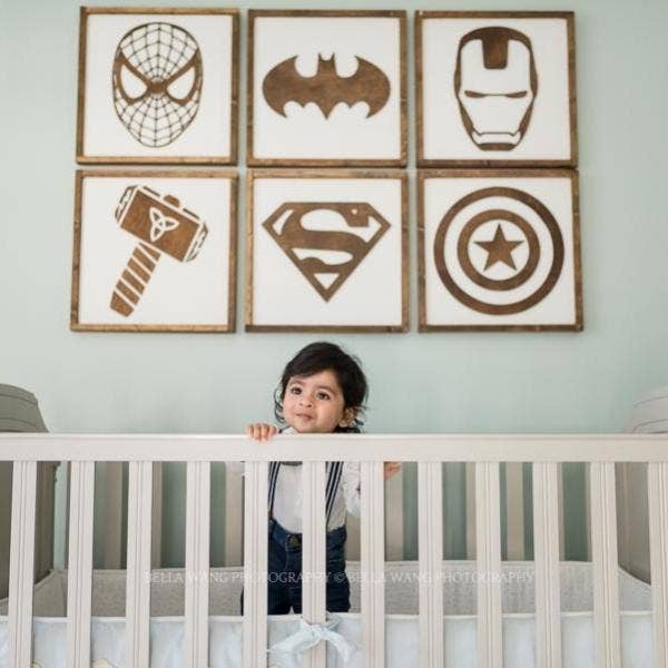 Nail and Hook Laser Cut Home Decor - Wholesale Sign - Superhero Wall Art  | 11x11 inch Wood Sign41