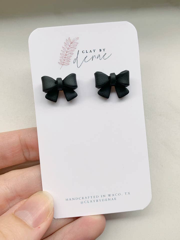Mini Bow Stud in Black for wholesale by Clay By Denae