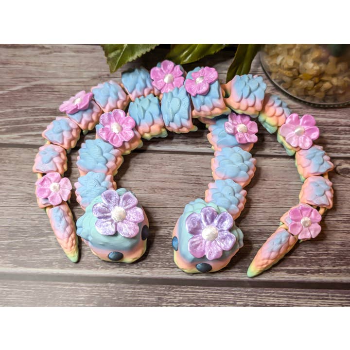 Witchbriar Cottage - Wholesale Decorative Figurine - Adorable Floral Snake 3D Printed Figurine by Littlest Lilac7