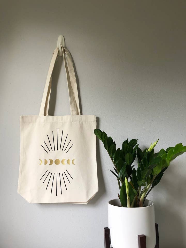 Witchy Moon Burst Tote Bag for wholesale by Wishcraft Goods
