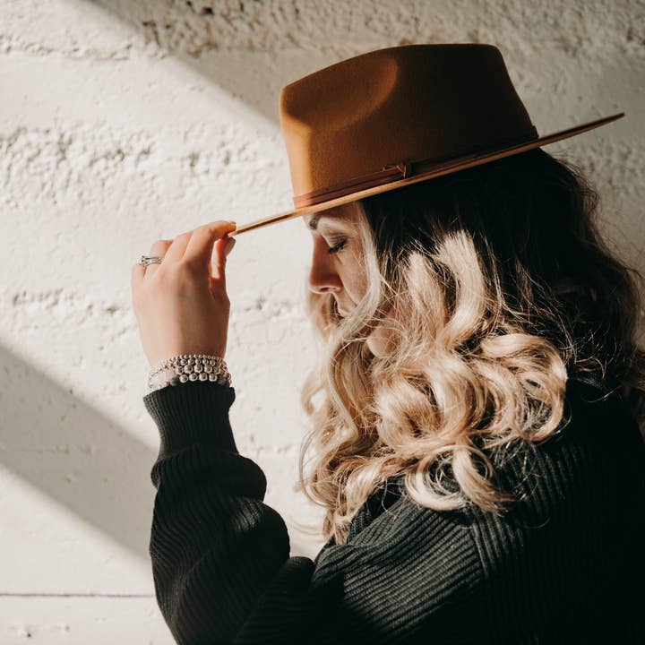 WEST VON - Wholesale Fedora - Women's - River | Teardrop Fedora Hat | Honey Ginger