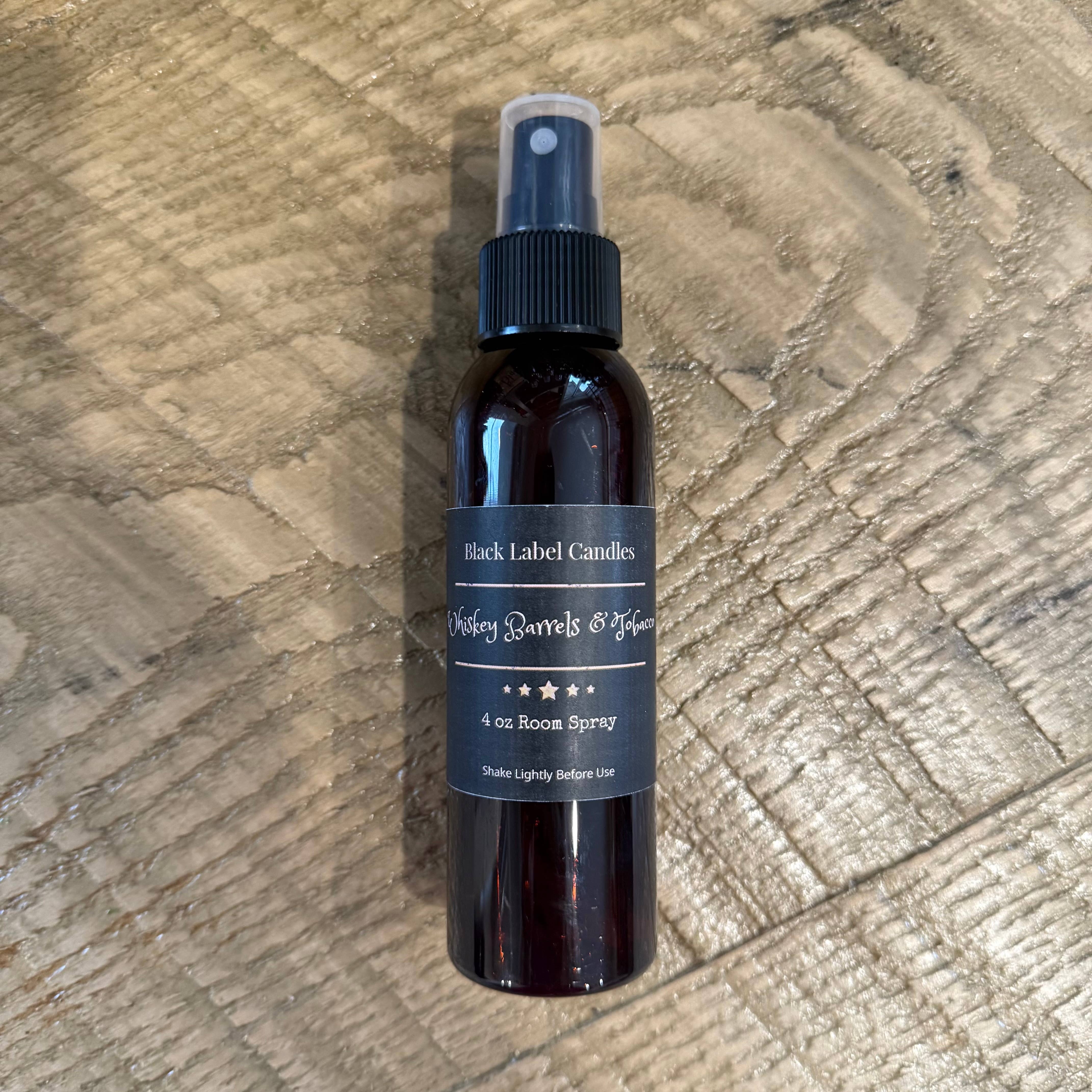 Black Label Candles – wholesale Room & linen spray – Whiskey Barrel & Tobacco |  Room Spray   |  4oz0