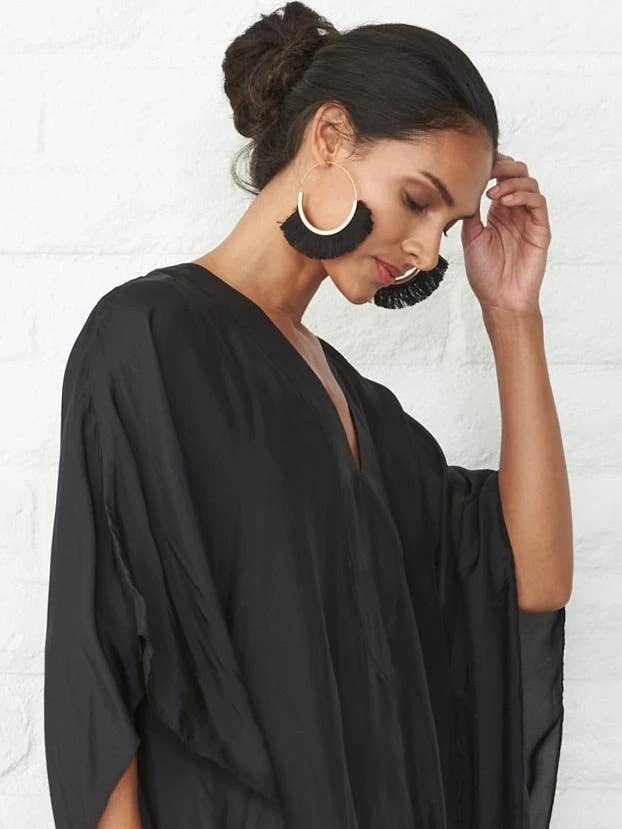 Black Long Placket Caftan for wholesale by ocean+main