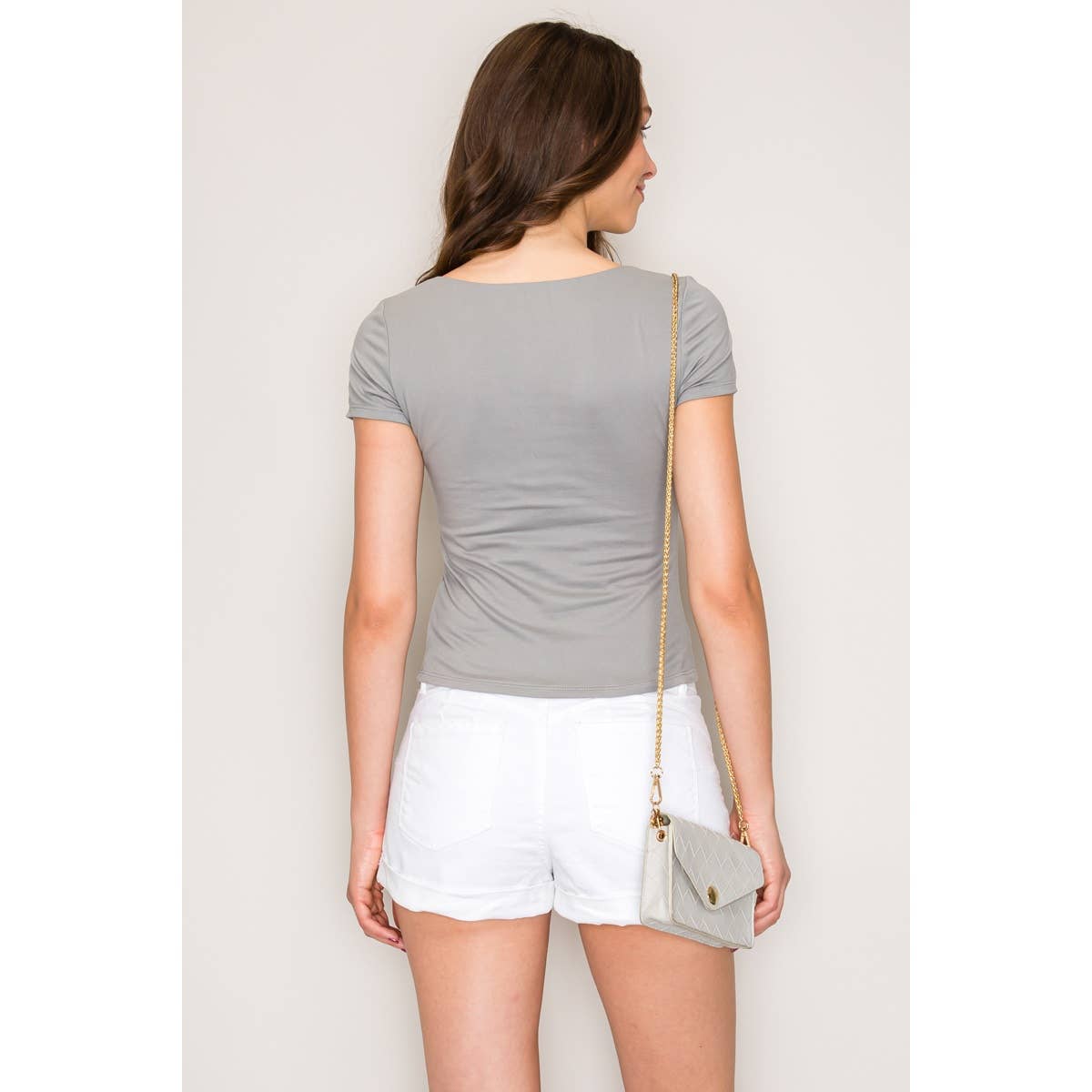 Popular 21 - Wholesale Knit Top - Women's - Double Layered Square Neck Short Sleeve Top2