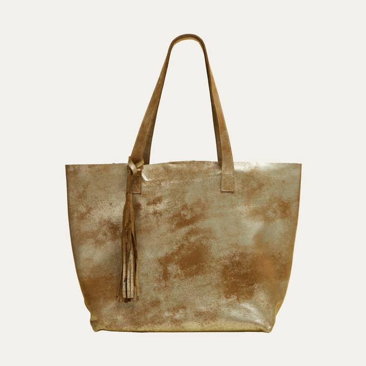 Draagtas | Lichtbruin metallic leer voor wholesale door Paulyjen