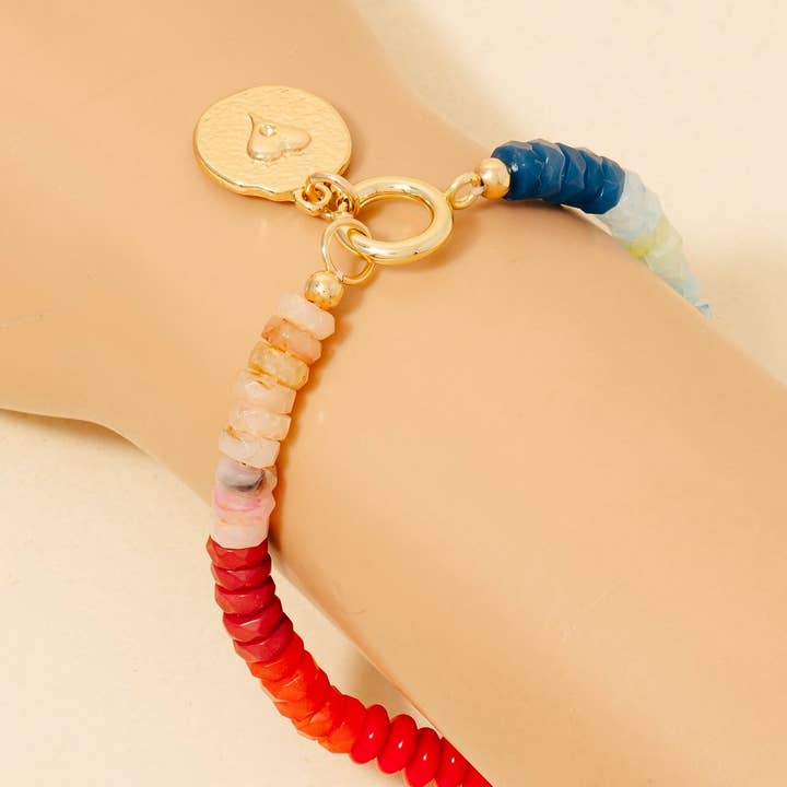Anarchy Street - Wholesale Beaded Bracelet - Heart Coin Charm Mixed Beaded Bracelet
