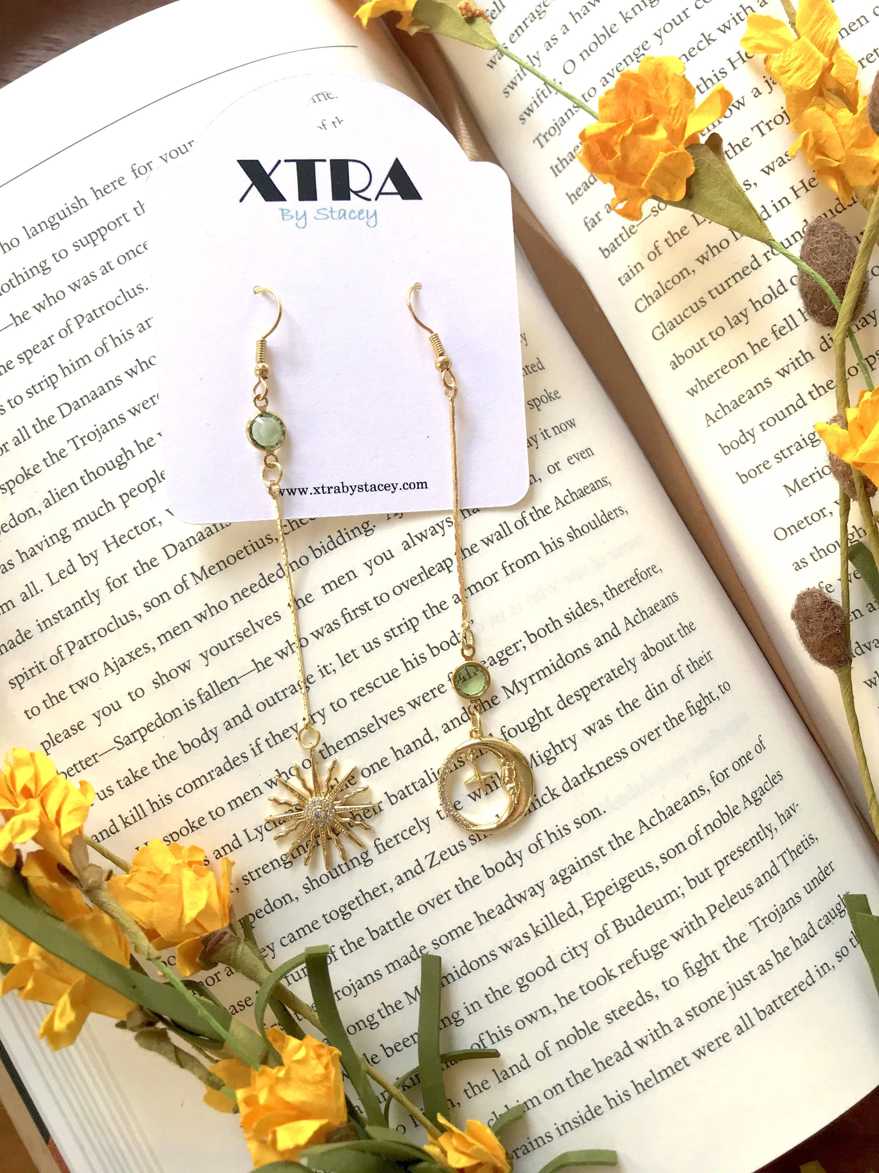 XTRA by Stacey - Wholesale Dangle Earrings - The Sun and Moon Earring - 12 Birthstone Options6
