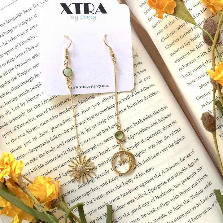 XTRA by Stacey - Wholesale Dangle Earrings - The Sun and Moon Earring - 12 Birthstone Options6