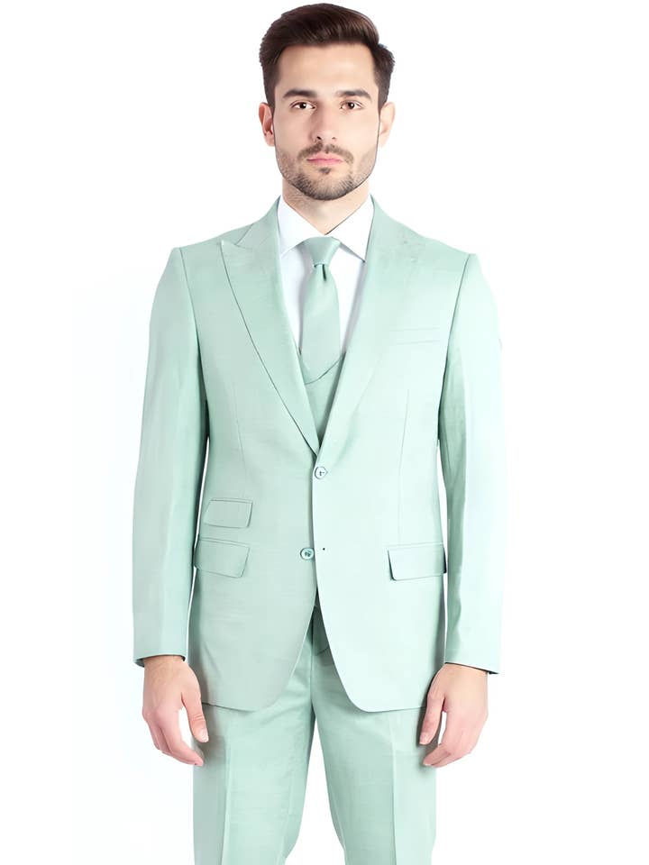 Ferrecci - Wholesale Suit Set - Men's - Rockford Hunter Green Peak Lapel Double Breasted Suit - Slim40