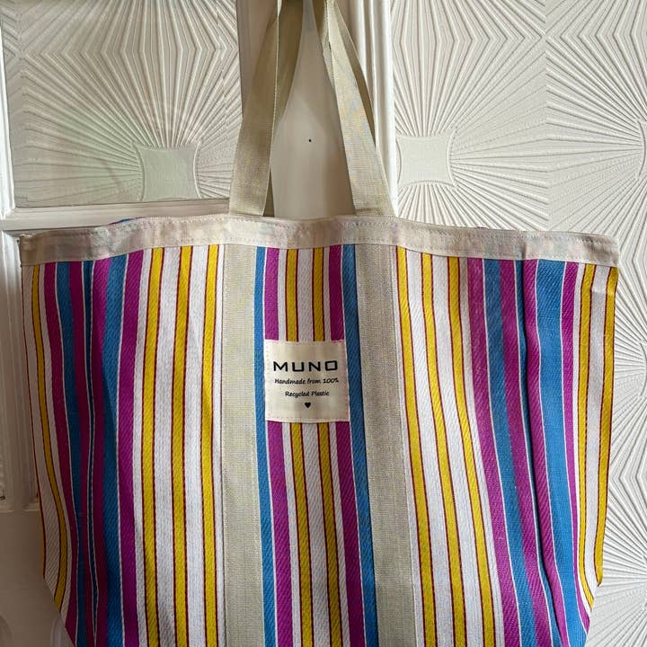 Muno - Wholesale Tote Bag - Unisex - Handmade Recycled Nylon XL Bag - Blue & Purple2