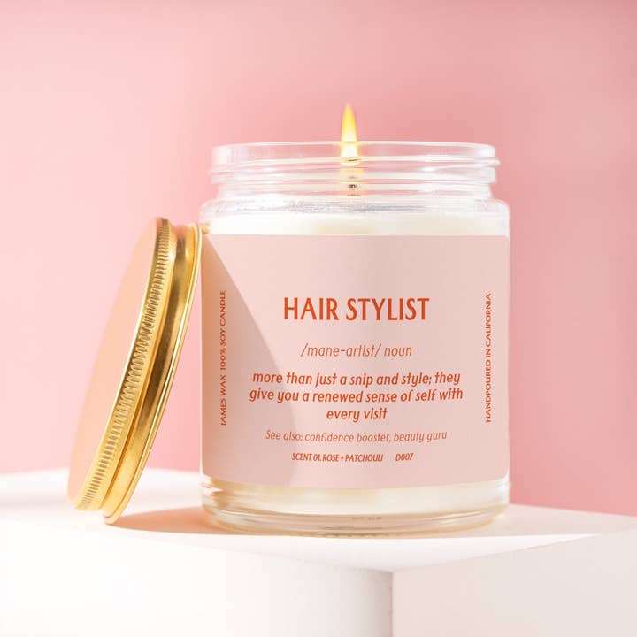 James Wax - Wholesale Jar/Filled Candle - Hair Stylist Candle Definition Candle Best Salon Stylist Spa Thank You Candle D007