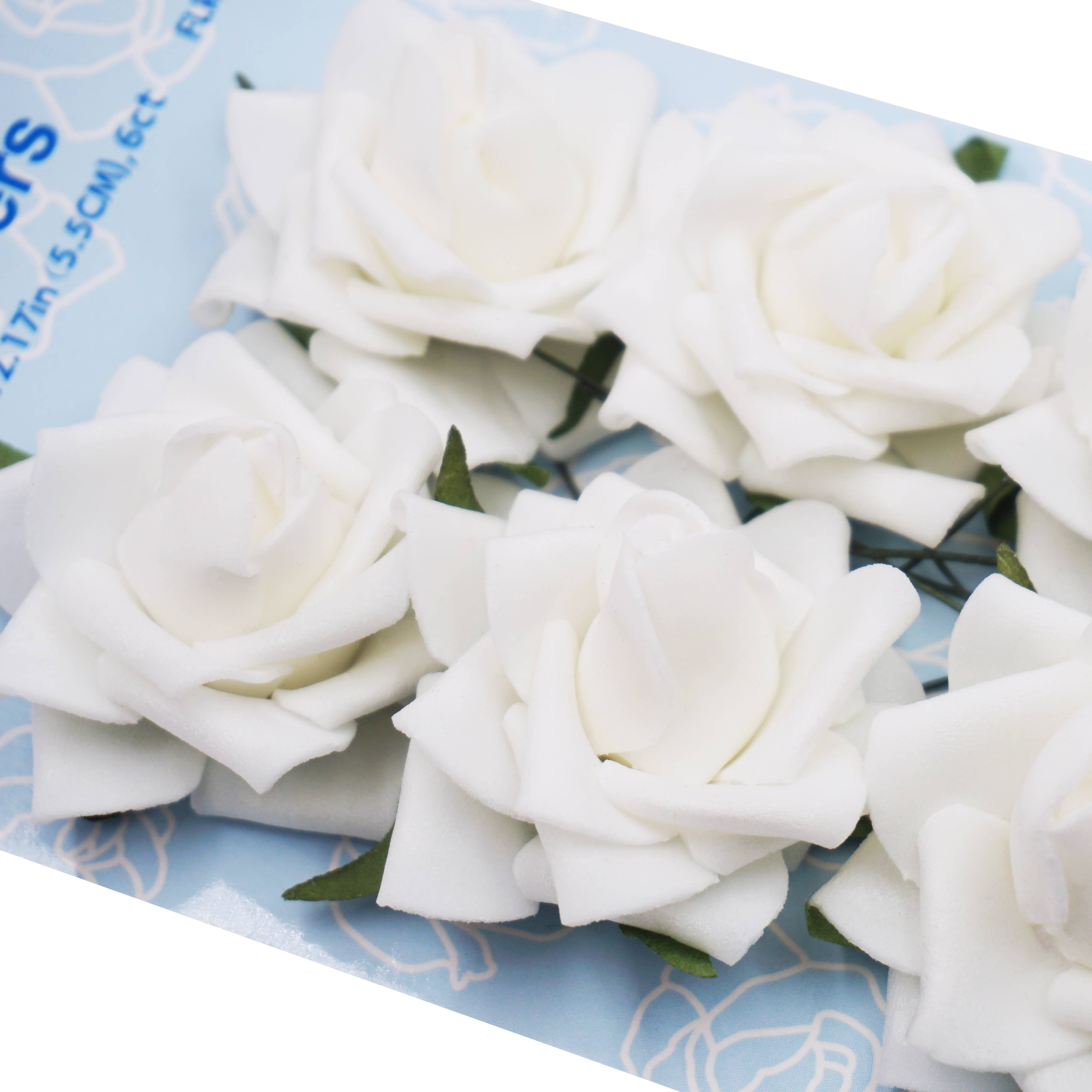 Angels Craft - Wholesale Artificial Flowers - Foam Flowers (Roses) with wire, 2.17" 6-ct4