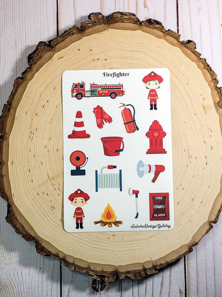 Foglio di Adesivi Vigile del Fuoco, Adesivi EMT di Primo Soccorso per la vendita all'ingrosso da parte di Sakura Design Gallery