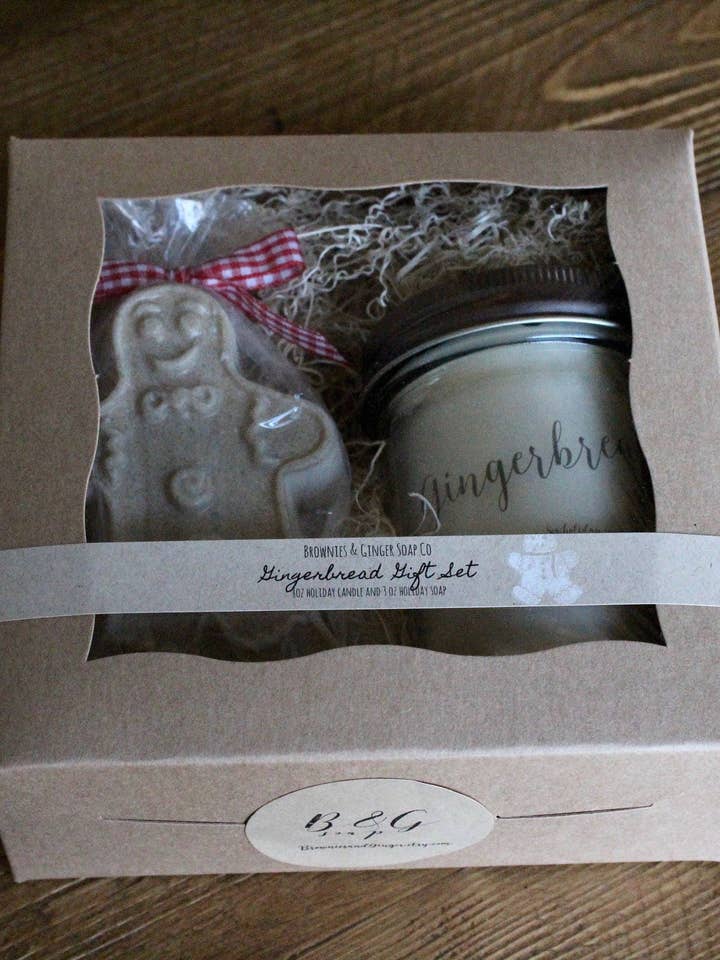 Gingerbread Soap Christmas Gift Box for Her for wholesale by Brownies&Ginger Soap Co