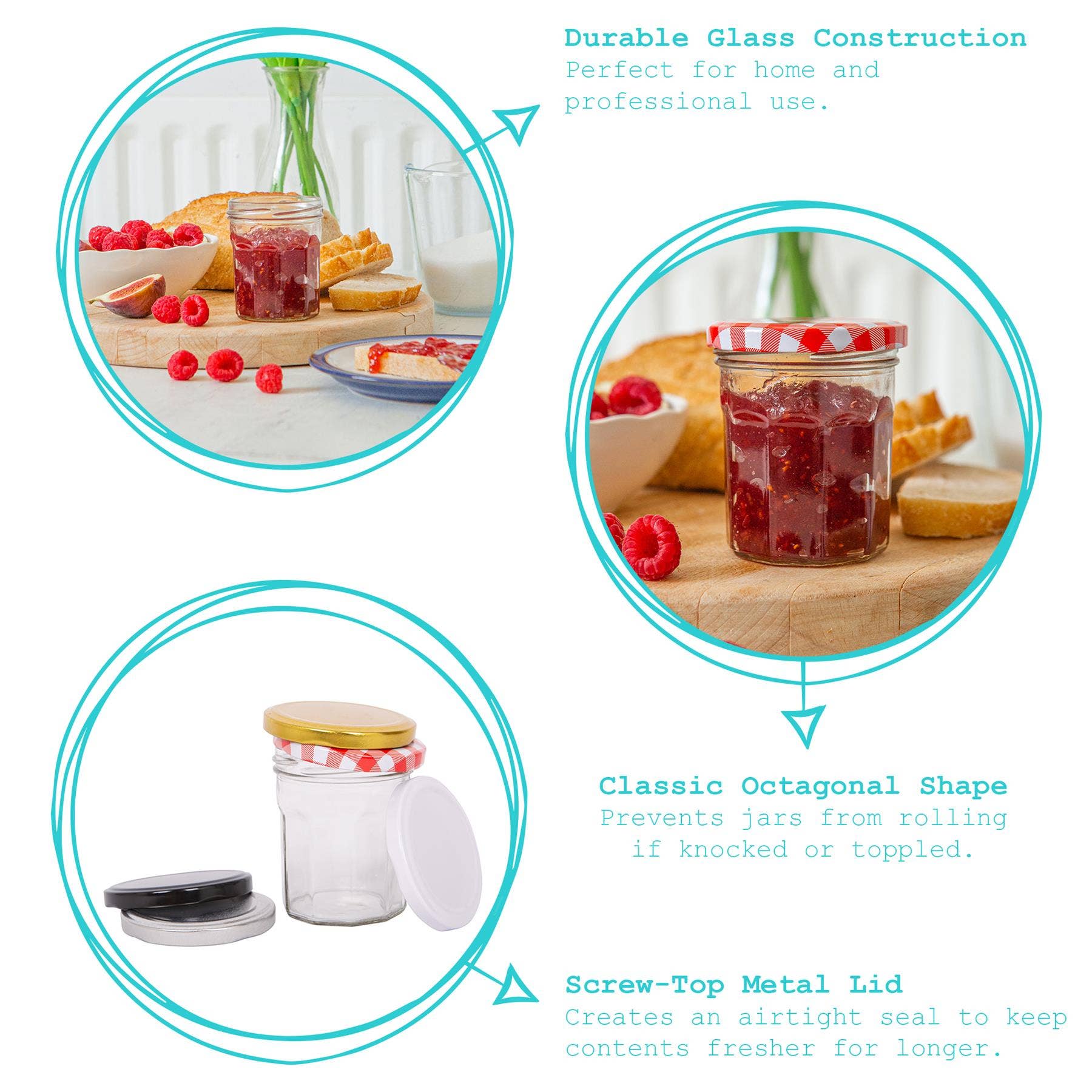 Rinkit Ltd - Venta al por mayor Tarros - Tarro de vidrio para mermelada de 185 ml con tapa - Argon Tableware20