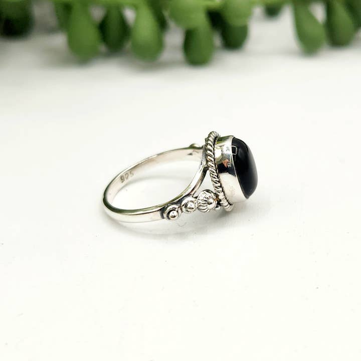 Meraki Gemstones - Vendita all'ingrosso Anelli cocktail/statement - Anello in Argento Sterling/925 con Pietra Semipreziosa di Onice Nero3